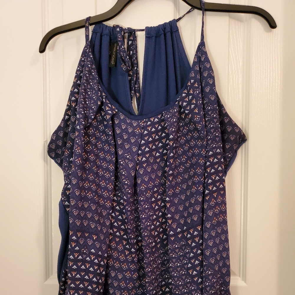 Maurices blue patterned spaghetti string top